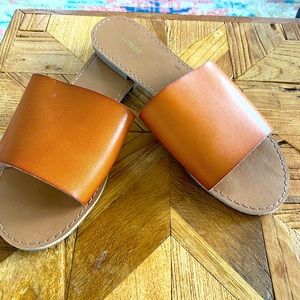 Express Brown Leather Slides - Women’s 9